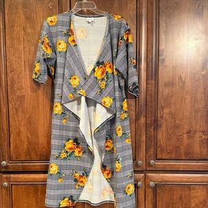 LuLaRoe Shirley Floral Plaid Open Cardigan